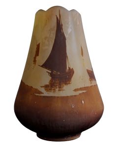 Vase Art nouveau pâte de verre Émile Gallé 1900 aux bateaux