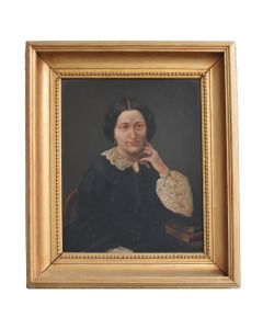 Portrait de femme au camée et dentelles époque XIXème