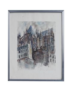 Détail de Cathédrale à l'aquarelle non signée