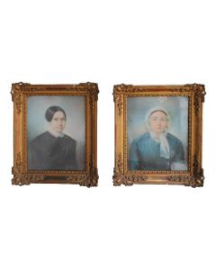 Pastels portraits de femmes XIXème (paire)