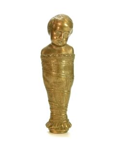Sceau à cacheter (seal) (vierge) de collection en bronze doré à décor de bébé enfagotté