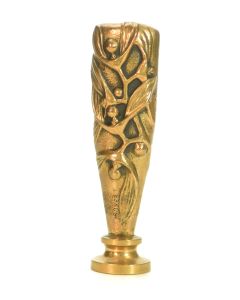 Sceau à cacheter (seal) J.S collection bronze début XXème aux fleurs de gui par Boyer