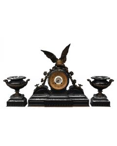 Garniture de cheminée de style Empire XIXème aigle américain