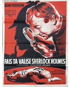 Affiche de cinéma des années 60 fais ta valise Sherlock Holmes