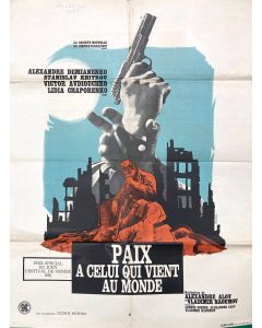 Affiche de cinéma des années 60 paix a celui qui vient au monde