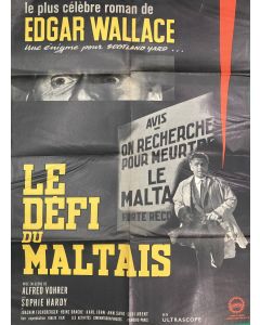 Affiche de cinéma des années 60 Edgar Wallace le défi du Maltais