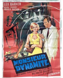 Affiche de cinéma des années 60 Lex Barker Monsieur Dynamite