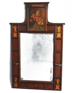 Miroir XIXème marqueté à décor d'angelots