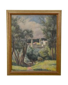 Peinture à l'huile sur toile de paysage signée O Lloyd 1933