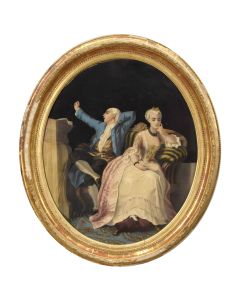 Médaillon scène galante "l'ennui" d'époque XIXème