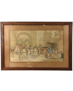 Gravure polychrome de Georges Busson "cavalcade" 