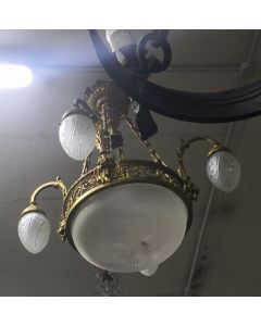 Lustre bronze et verre Napol&eacute;on III