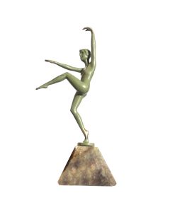 Danseuse nue bronze patine verte 1930 Art déco