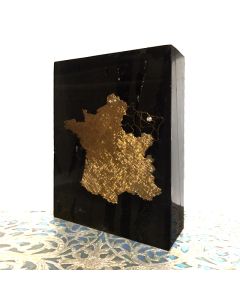 Presse-papier inclusion Région Alsace en or et diamant cadeau préfet