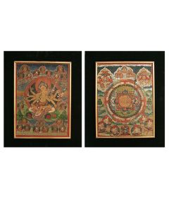 Enluminures aux divinités origines Tibet (paire)