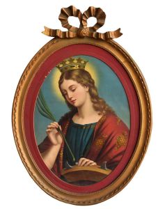 Jésus-Christ gravure couleur cadre bois doré XIXème