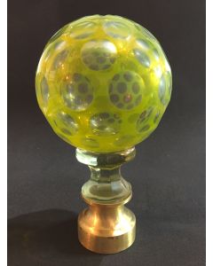 Boule d'escalier verre coloré jaunes aux grosses pastilles