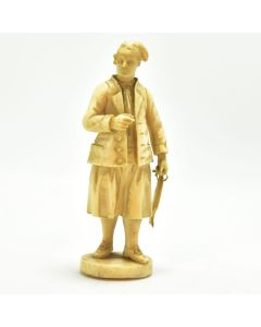 Statuette en ivoire de Dieppe au pêcheur époque XIXème 