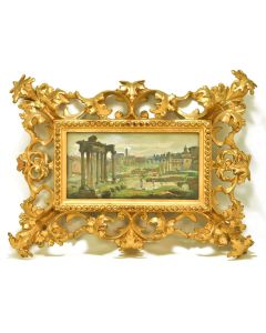 huile sur carton par Louis Gautier Ruines romaines 1898
