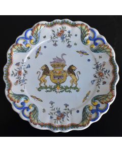 Assiette en céramique peinte XIXème aux lions