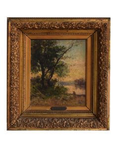 Paysage huile sur toile par Jules Claverie 