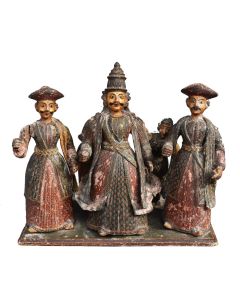 Figurine de personnages indiens polychromes XIXème 