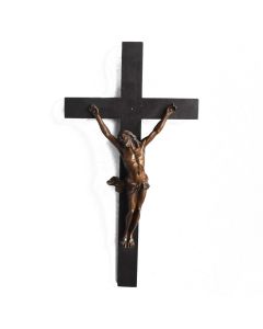 Crucifix bronze patiné d'époque XIXème