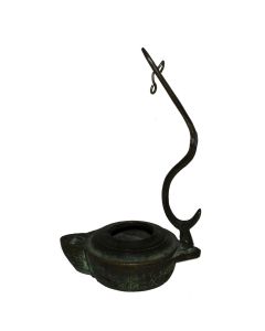 Lampe à huile ancienne en bronze antique