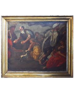 Peinture École italienne XVIIème siècle scène biblique 
