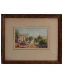 Dessin aquarelle Paysage peint à l'aquarelle signé M Nicolas 1888