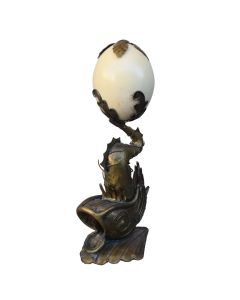 Sculpture œuf d'autruche monté laiton début XXème