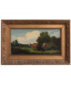 Peinture pastorale aux vaches école Française XIXème