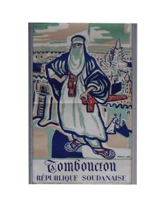 Affiche ancienne Monique Cras- Tombouctou "République Soudanaise" (Mali) 