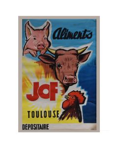 Affiche Publicité pour l'alimentation pour bétail et volailles JOF