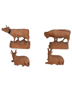 Série de 4 santons animaliers début XXème