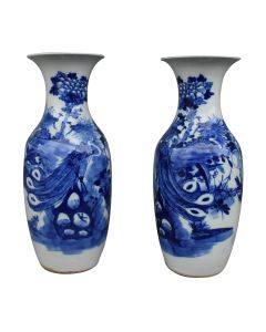 Vases blanc bleu de Chine (paire)