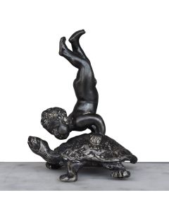 Bronze à l'enfant acrobate sur une tortue XIXème