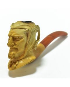 Pipe ancienne en écume à la tête de Méphisto XIXème 