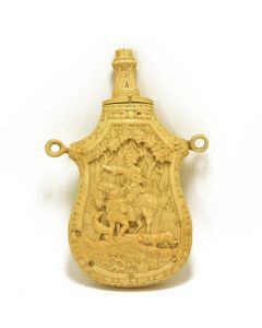 Exceptionnelle poire à poudre sculptée à l'effigie de François II époque Charles X