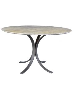 Table vintage 1970 métal brossé et marbre O. Borsani 