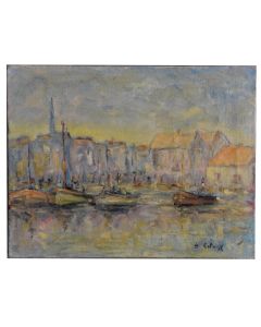 Peinture marine vieux port de Marseille par B Retaux