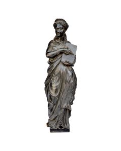 Sculpture en bois noirci femme drapée XIXème