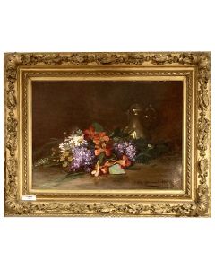 Huile sur panneau nature morte de Lillie Honnorat (1800-1900)