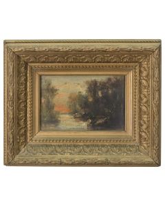 Paysage Barbizon huile sur toile signature illisible