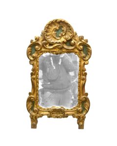 Miroir Louis XIV de bois sculpté et doré époque 1900