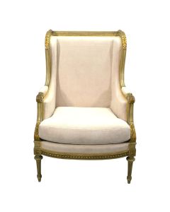 Fauteuil bergère de style Louis XVI dorée fin XIXème