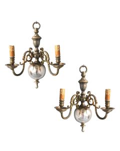 Appliques Hollandaise en bronze argenté 2 feux (paire)