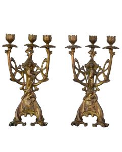 Chandeliers en régule Art nouveau 1900 (paire)