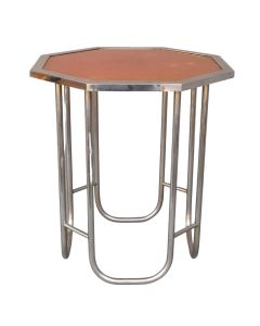 Table vintage octogonale 1970 métal et plateau orange
