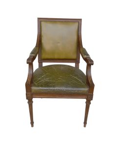 Fauteuil noyer Louis XVI fin XIXème dessus skaï